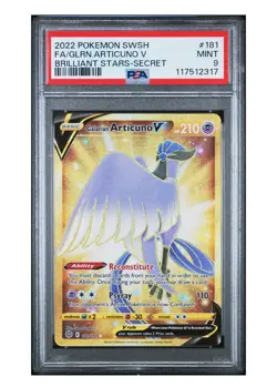 Pokemon TCG Galarian Articuno v 181/172 Brilliant Stars Gold Secret Rare PSA 9 - Image 1