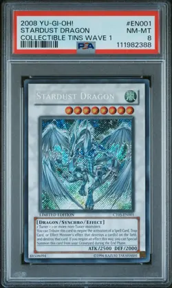 2008 YU-GI-OH! COLLECTIBLE TINS WAVE 1 #EN001 STARDUST DRAGON PSA 8 - Image 1