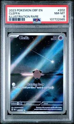 2023 POKEMON OBF EN-OBSIDIAN FLAMES ILLUSTRATION RARE #202 CLEFFA PSA 8 - Image 1