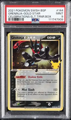 2021 POKEMON SWSH BLACK STAR PROMO #144 GRENINJA-GOLD STAR PSA 9 - Image 1