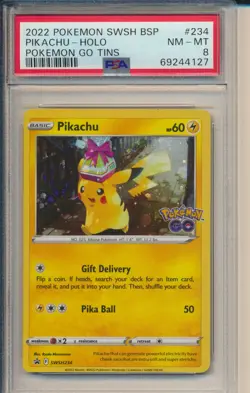 2022 Pokemon Go SWSH Black Star Promo #234 Pikachu Holo PSA 8 - Image 1