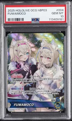 2025 HOLOLIVE OFFICIAL CARD GAME JPN HBP03-ELITE SPARK #004 FUWAMOCO PSA 10 - Image 1
