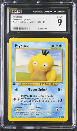CGC 9 MINT Psyduck Neo Destiny 1st Edition 79/105 Pokemon Card - Image 1
