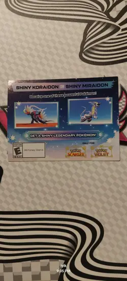Shiny Koraidon Or Shiny Miraidon Pokemon GameStop Promo Code NM Not Scratched - Image 1