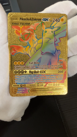 Pikachu & Zekrom Tag Team Gx Gold Foil Textured Display Card - Image 2