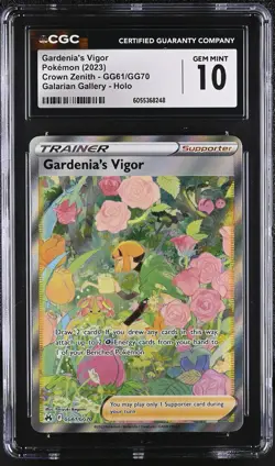 GARDENIA'S VIGOR Crown Zenith Holo #GG61 CGC 10 Gem Mint Pokemon - Image 1