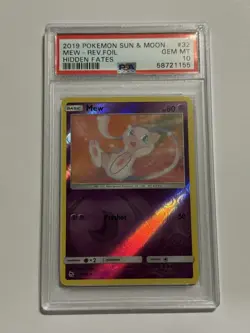 2019 POKEMON SUN & MOON HIDDEN FATES #32 MEW-REVERSE FOIL PSA 10 - Image 3