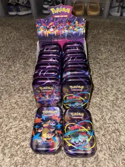 Mega Evolution Sealed Mini Tin Lot of 16 Pokemon TCG Trading Cards Mega Heroes - Image 1