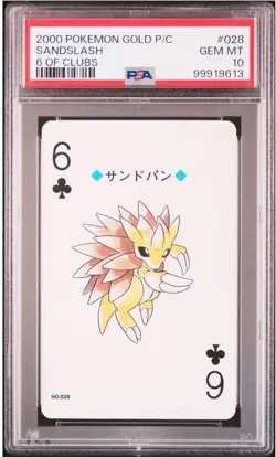 PSA10 2000 POKEMON GOLD VERSION PLAYING CARDS 028 SANDSLASH 6 OF CLUBS POP3 - Image 1