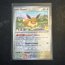 Eevee Prismatic Evolutions 074/131 Holo Pokemon Day 2025 Stamped Promo Card - Image 1