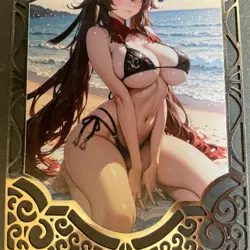 Goddess Story Gold METAL Card - Maiden Party - Serial Number #/200! Hu Tao Anime - Image 3