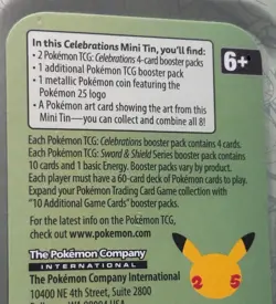 POKEMON TCG CELEBRATIONS BULBASAUR MINI TIN with 3 PACKS 19 CARDS - Image 3