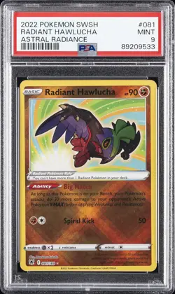 2022 POKEMON SWORD & SHIELD ASTRAL RADIANCE #081 RADIANT HAWLUCHA PSA 9 - Image 1