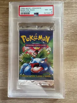 Pokemon Base Set Booster Pack Unlimited - Venusaur Art - Authentic Sealed PSA 8 - Image 1