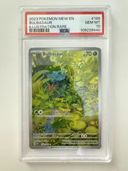 PSA 10 GEM MINT Bulbasaur Illustration Rare 166/165 SV Pokemon 151 2023 English - Image 1