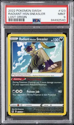 2022 POKEMON SWORD & SHIELD LOST ORIGIN #123 RADIANT HISUIAN SNEASLER PSA 9 - Image 1