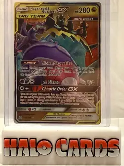 PACK FRESH Pokemon Naganadel & Guzzlord GX 158/236 Sm-Cosmic Eclipse Holo G - Image 1