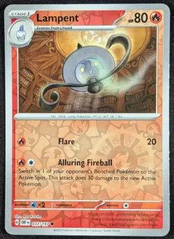 Lampent 2023 Obsidian Flames Reverse Holo Pokemon Card 037/197 (NM) - Image 1