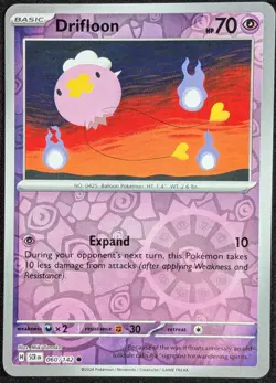 Drifblim 2024 Stellar Crown Reverse Holo Pokemon Card 060/142 (NM) - Image 1
