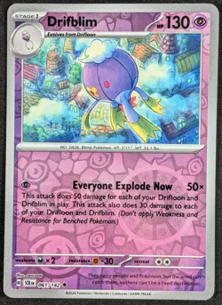 Drifblim 2024 Stellar Crown Reverse Holo Pokemon Card 061/142 (NM) - Image 1