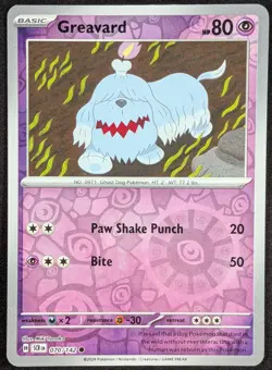 Greavard 2024 Stellar Crown Reverse Holo Pokemon Card 070/142 (NM) - Image 1