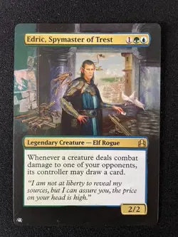 MtG Edric, Spymaster of Trest Commander - Extended Art - Lightly Played Back - Image 1