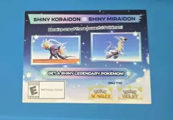 Shiny Koraidon or Miraidon Pokemon Scarlet Violet Code Card - Gamestop - Last - Image 1
