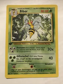 Bibor Beedrill 17/102 Pokemon TCG Base Set German Regular Rare 1st Edition Card - Image 1