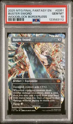 2025 MAGIC MTG FINAL FANTASY BUSTER SWORD WOODBLOCK BORDERLESS PSA 10 - Image 1