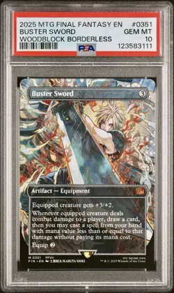 2025 MAGIC MTG FINAL FANTASY BUSTER SWORD WOODBLOCK BORDERLESS PSA 10 - Image 1
