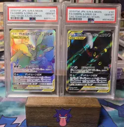 PSA 10 Umbreon Darkrai GX HR 215 & 181 2019 Tag Team Pokemon Card JP Sequential - Image 1