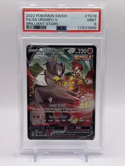 2022 POKEMON SWSH BRILLIANT STARS #TG18 FULL ART/SINGLE STRIKE URSHIFU V PSA 9 - Image 1