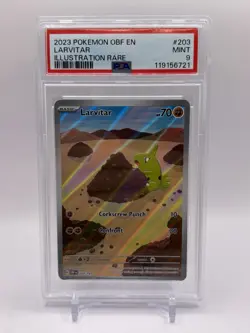 2023 POKEMON OBF EN-OBSIDIAN FLAMES ILLUSTRATION RARE #203 LARVITAR PSA 9 - Image 1