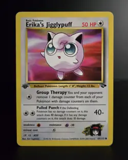 Pokemon TCG - ERIKA'S JIGGLYPUFF #69 - 1ST EDITION - GYM CHALLENGE (2000) - LP - Image 1