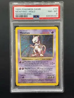 Mewtwo Shadowless Holo Rare 10/102 1999 Pokemon Base Set WOTC PSA 8 NM-MT - Image 1