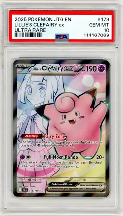 PSA 10 Lillie's Clefairy ex 173/159 Pokemon Sv09: Journey Together Gem Mint - Image 1