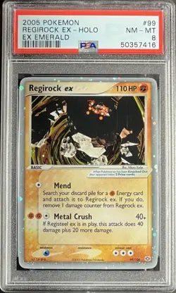 2005 Pokemon EX Emerald 99 Regirock EX Holo PSA 8 NM-MT - Image 1