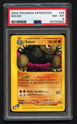 Golem Rare Pokemon Card e-Expedition 49/165 ARK BGS PSA 8 - Image 1