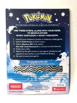 Shiny Miraidon Koraidon OR Code GameStop Pokemon-Physical PROMO Card-FREE SHIP! - Image 2