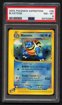 Blastoise Rare Pokemon Card e-Expedition 36/165 ARK BGS PSA 8 - Image 1