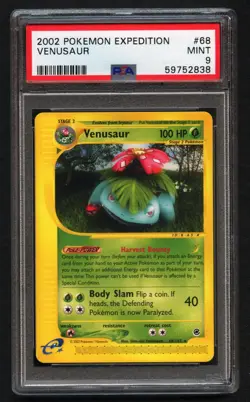 Venusaur Rare Pokemon Card e-Expedition 68/165 ARK BGS PSA 9 - Image 1
