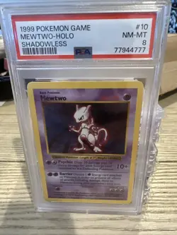 Pokemon Mewtwo TCG Base Set Holo Shadowless Card 10/102 Rare - Image 1