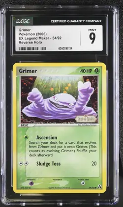 CGC 9 MINT Grimer EX Legend Maker 54/92 Reverse Holo STAMPED Pokemon Card - Image 1