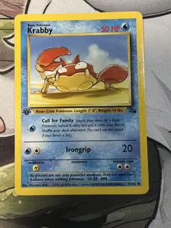 Krabby 51/62 Fossil Set 1st Edition Vintage 1999 Pokemon Card - Image 3