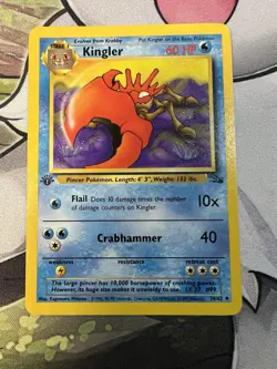 Kingler 38/62 Fossil Set 1st Edition Vintage 1999 Pokemon Card - Image 3