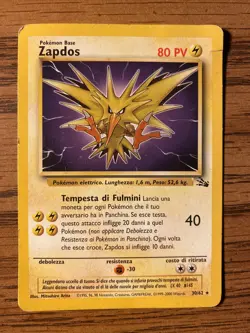Zapdos 30/62 Fossil Set RARE Pokemon Card non holo- Italian - Image 1
