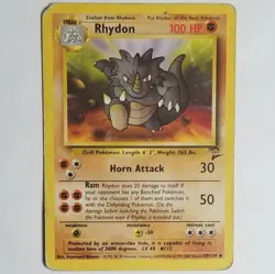 Pokemon Card - Base 2 Set 59/130 - RHYDON (uncommon) - *Heavily Played* - Image 1