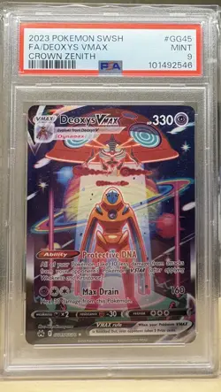 Deoxys Vmax GG45/GG70 Crown Zenith PSA Graded 9 Pokemon Trading Card Game - Image 1