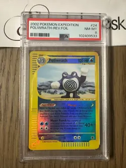 PSA 8 - Pokemon POLIWRATH - eReader EXPEDITION Base Set Reverse Holo - 24/165 - Image 1