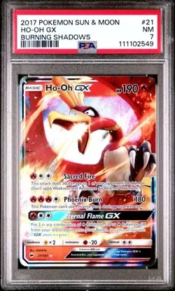 HO-OH #21 GX PSA 7 • 2017 POKEMON SUN & MOON BURNING SHADOWS - Image 1